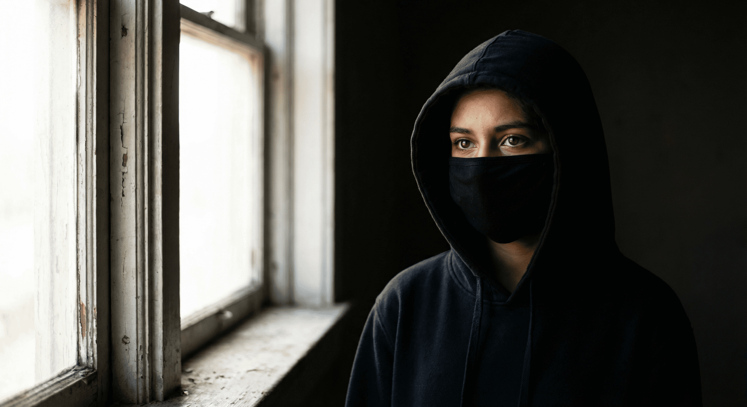 Girl afraid of sunlight